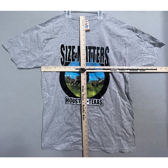 Size Matters Shirt Adult Medium Gray T-Shirt Tee Grey Short Sleeve Houston Texas - Picture 3 of 5